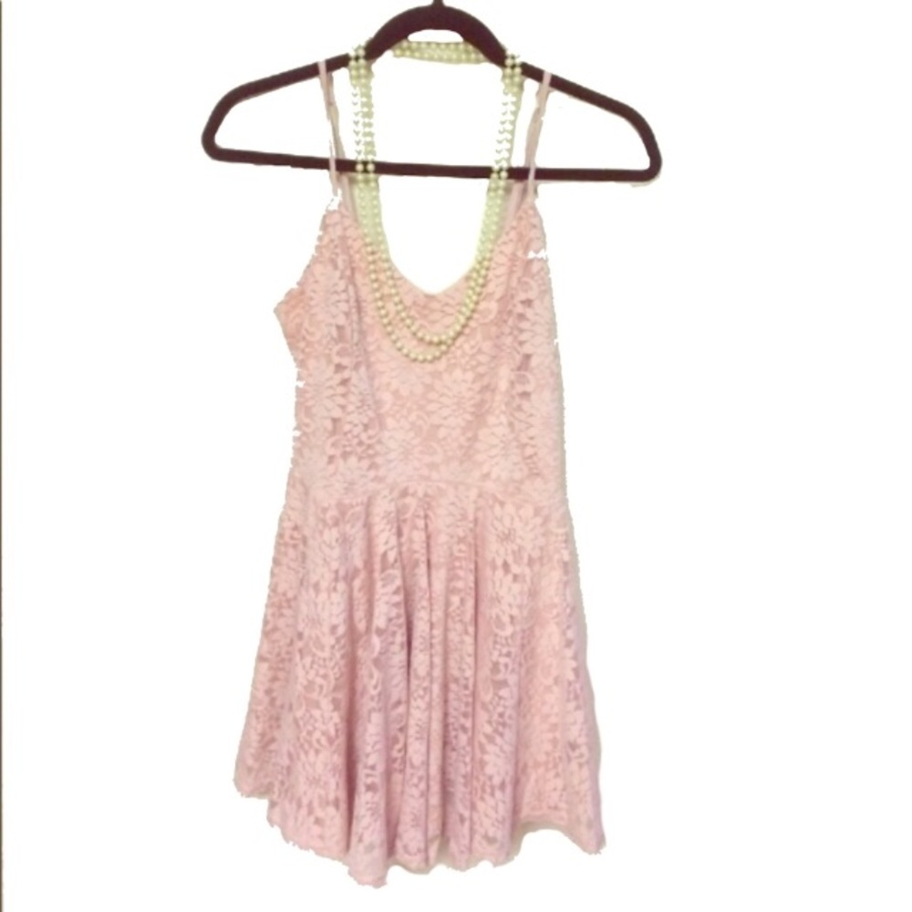 Pink Corset Back Flower Sun Dress